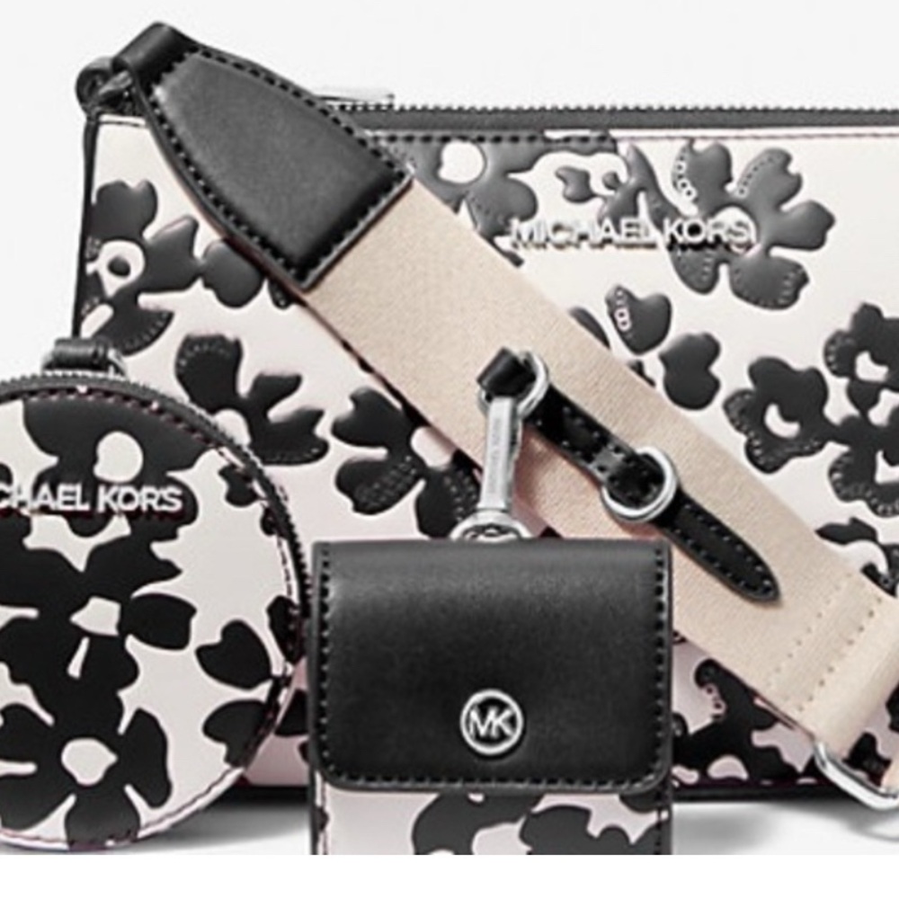 Michael Michael Kors Black and White Floral Crossbody Jet Set -NWT - Picture 4 of 4